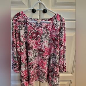 Chicos Zenergy, Size 4, Paisley, 3/4 Sleeve